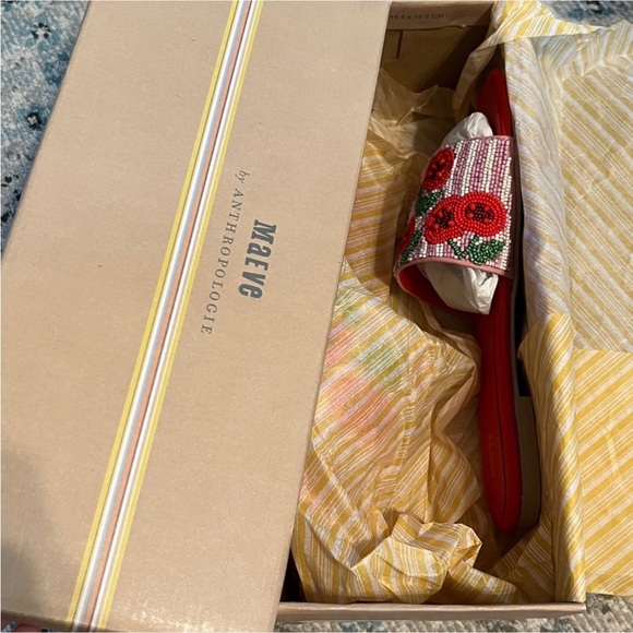 NWT Fiona Cherry Beaded Slide Sandals 🍒 Anthropologie Maeve - Picture 13 of 13